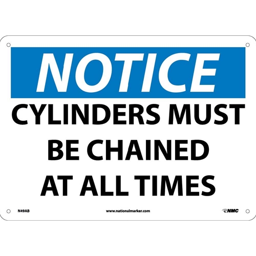 Notice Cylinders Must Be Chained At All Times Sign (N49AB)