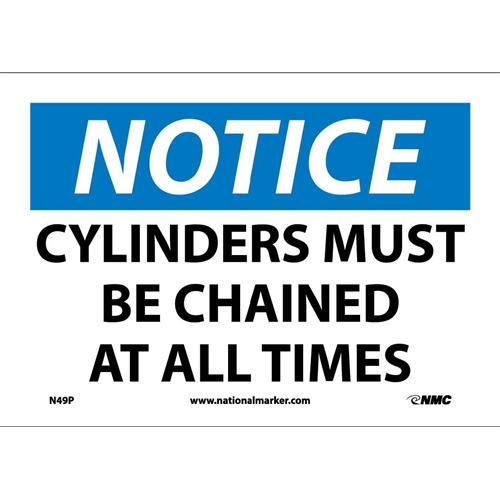 Notice Cylinders Must Be Chained At All Times Sign (N49P)