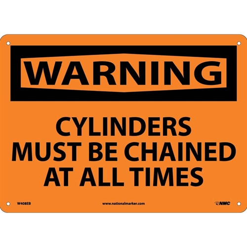 Warning Cylinders Must Be Chained At All Times Sign (W408EB)