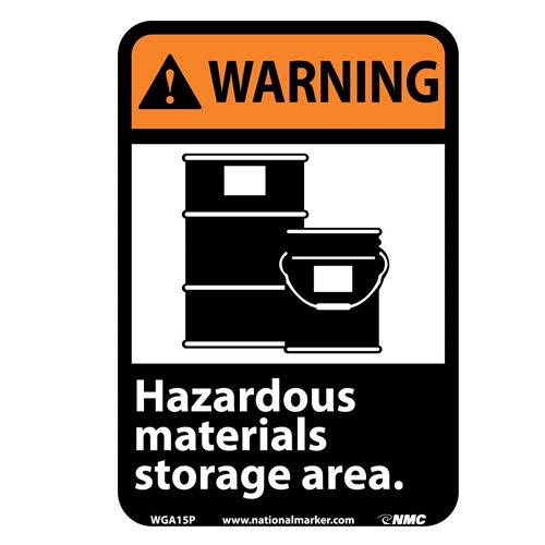Warning Hazardous Materials Storage Area Sign (WGA15P)