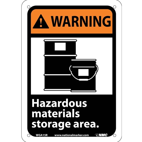 Warning Hazardous Materials Storage Area Sign (WGA15R)