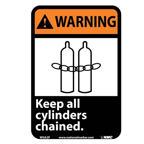 Warning Keep All Cylinders Chained Sign (WGA2P)