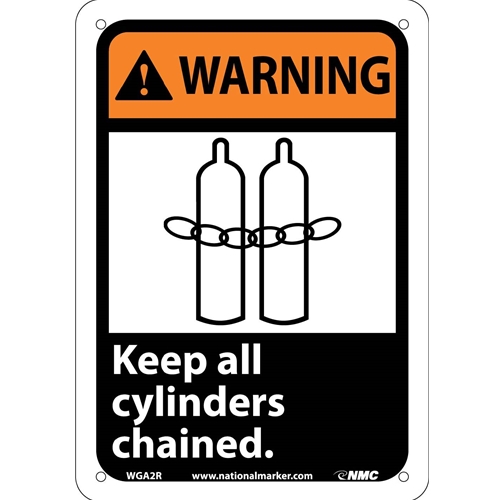 Warning Keep All Cylinders Chained Sign (WGA2R)