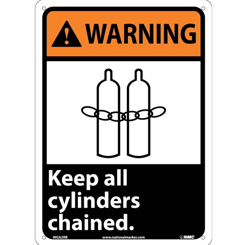 Warning Keep All Cylinders Chained Sign (WGA2RB)