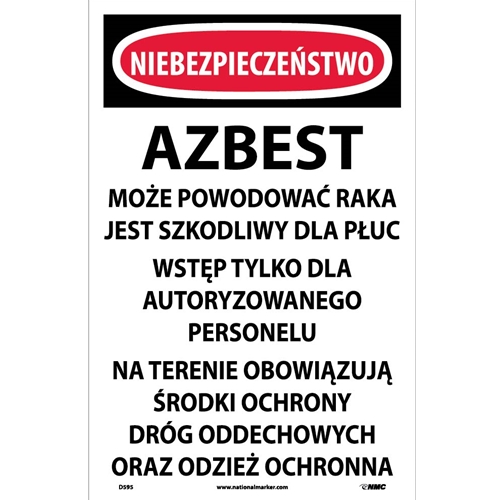 Polish Danger Asbestos Sign (D595)