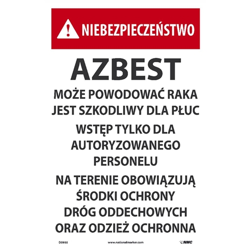 Polish Danger Asbestos Paper Sign (D5950)