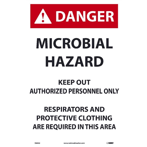 Danger Microbial Hazard Paper Sign (D8950)