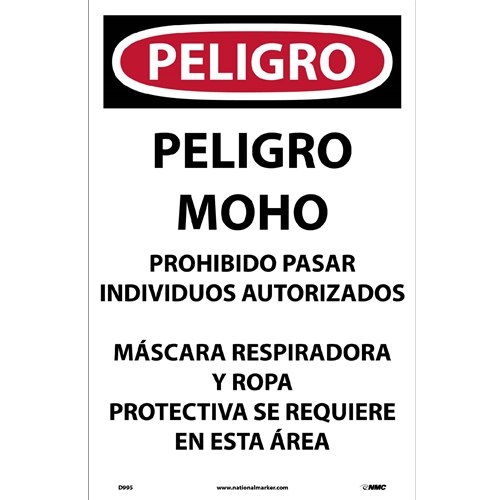 Danger Microbial Hazard Spanish Paper Hazard Sign (D995)