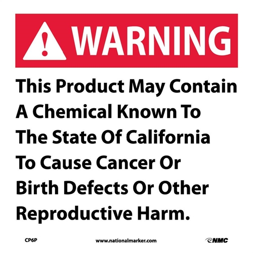 Warning This Product May Contain California  Proposition 74 (CP6P)