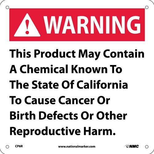 Warning This Product May Contain California  Proposition 74 (CP6R)