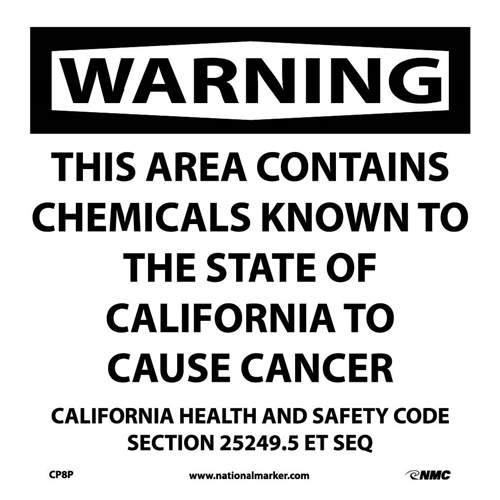 Warning This Area Contains Chemicals California  Proposition 76 (CP8P)