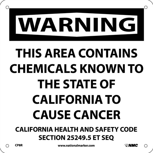 Warning This Area Contains Chemicals California  Proposition 76 (CP8R)