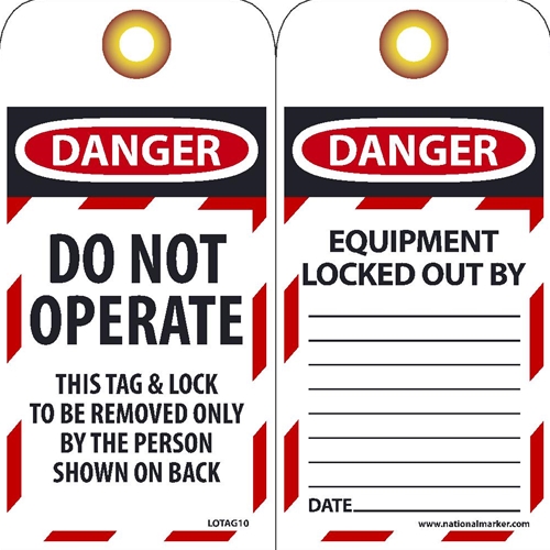 Danger Do Not Operate Tag (LOTAG10ST)