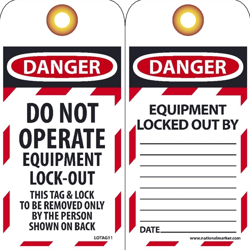 Danger Do Not Operate Equipment Tag (LOTAG11ST)