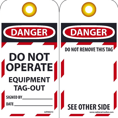 Danger Do Not Operate Equipment Tag (LOTAG13ST)