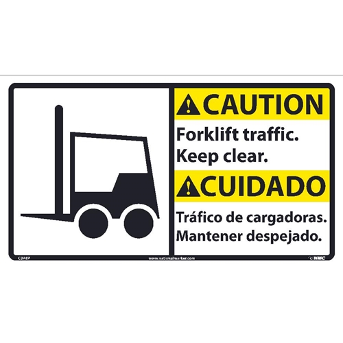 Caution Forklife Traffic Keep Clear Sign - Bilingual (CBA8P)