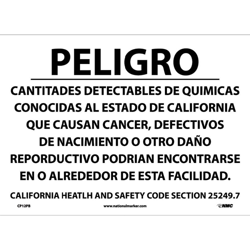 Danger Chemical Hazard Sign - Spanish (CP12PB)