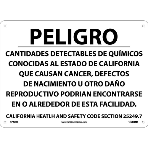 Danger Chemical Hazard Sign Spanish (CP12RB)