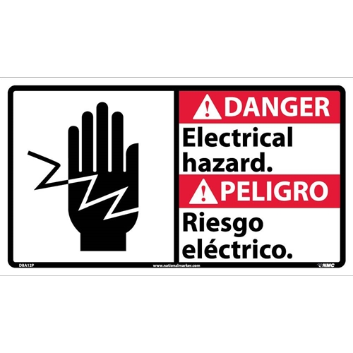 Danger Electrical Hazard Sign - Bilingual (DBA12P)