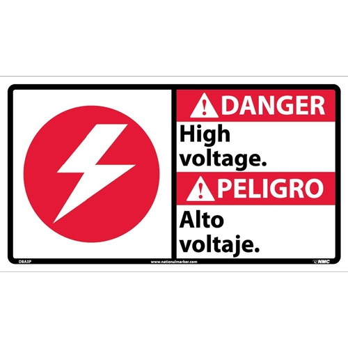 Danger High Voltage Sign - Bilingual (DBA3P)
