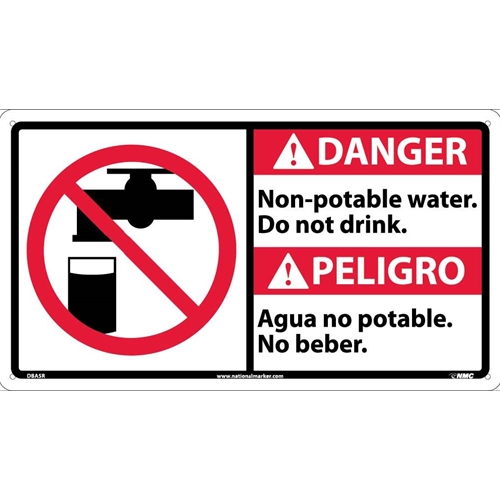 Danger Non-Potable Water Sign - Bilingual (DBA5R)