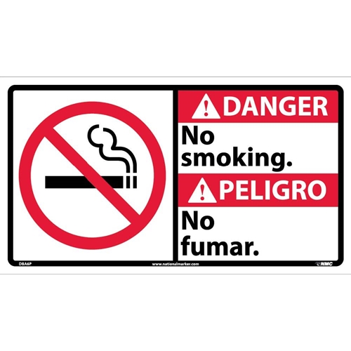 Danger No Smoking Sign - Bilingual (DBA6P)