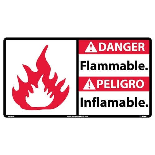 Danger Flammable Sign - Bilingual (DBA7P)