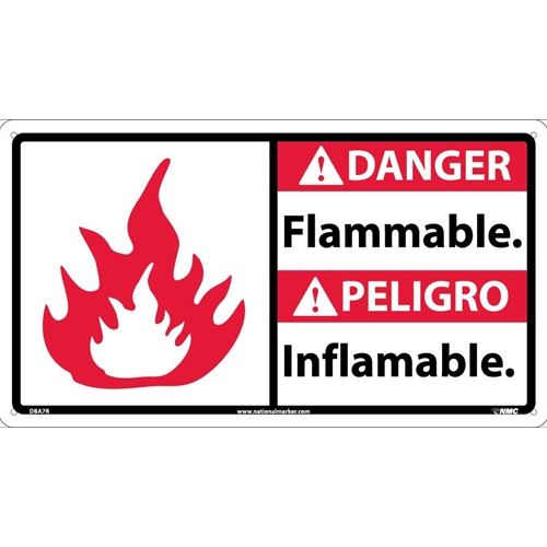 Danger Flammable Sign - Bilingual (DBA7R)