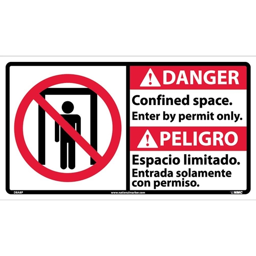 Danger Confined Space Sign - Bilingual (DBA8P)