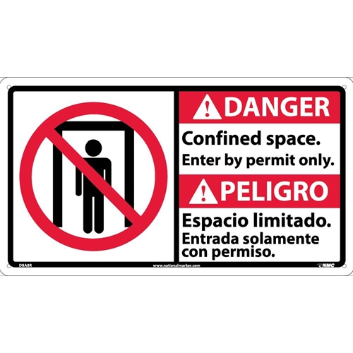 Danger Confined Space Sign - Bilingual (DBA8R)