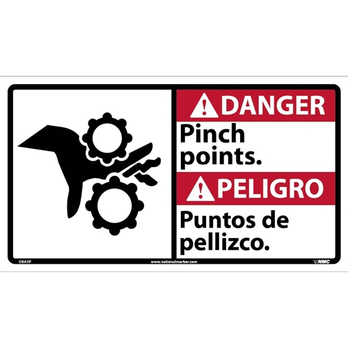 Danger Pinch Points Sign - Bilingual (DBA9P)