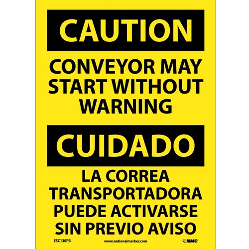 Caution Conveyor May Start Warning Sign - Bilingual (ESC130PB)