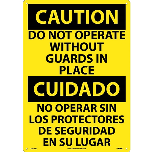 Caution Do Not Operate Without Guards Sign - Bilingual (ESC15RC)
