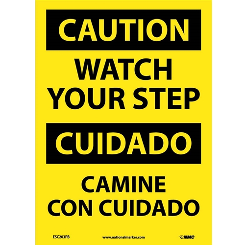 Caution Watch Your Step Sign - Bilingual (ESC203PB)