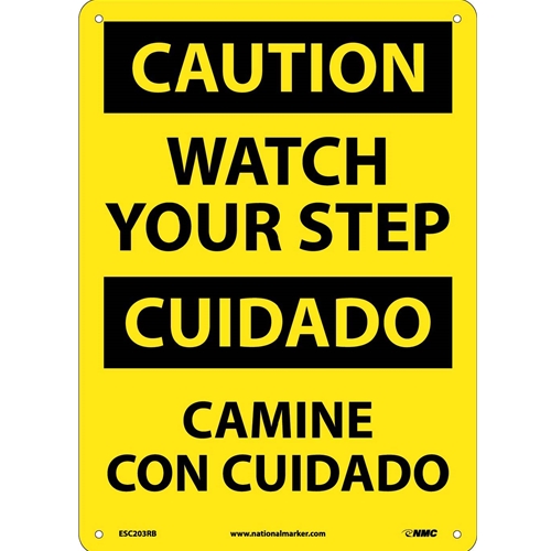 Caution Watch Your Step Sign - Bilingual (ESC203RB)