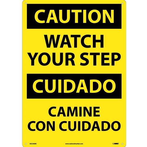 Caution Watch Your Step Sign - Bilingual (ESC203RC)