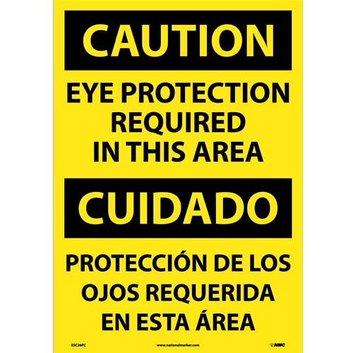 Caution Eye Protection Required Sign - Bilingual (ESC26PC)