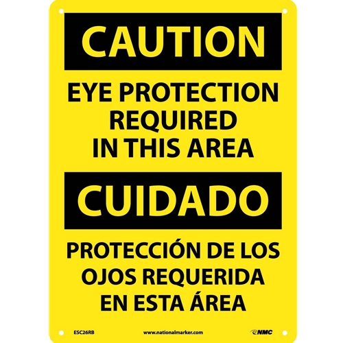 Caution Eye Protection Required Sign - Bilingual (ESC26RB)