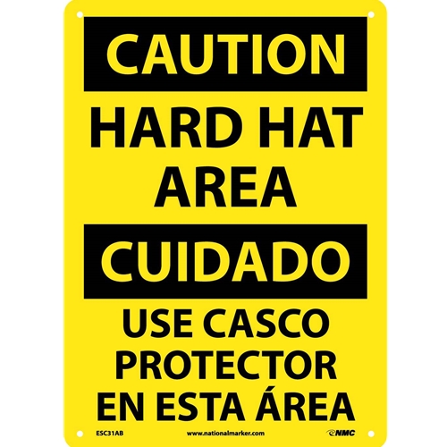 Caution Hard Hat Area Sign - Bilingual (ESC31AB)
