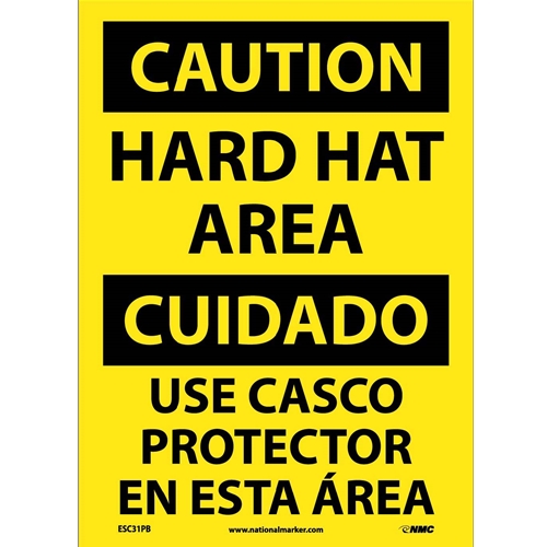 Caution Hard Hat Area Sign - Bilingual (ESC31PB)