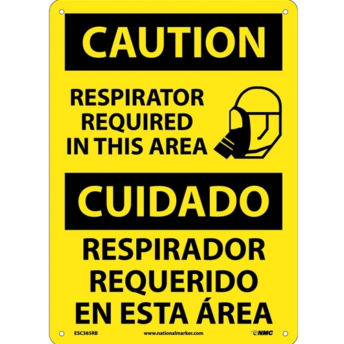 Caution Respirator Required Sign - Bilingual (ESC365RB)
