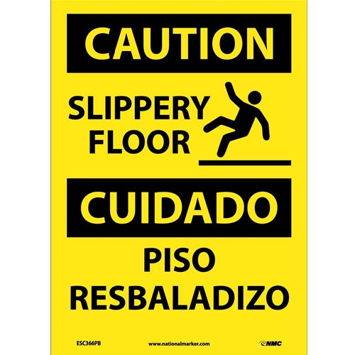 Caution Slippery Floor Sign - Bilingual (ESC366PB)