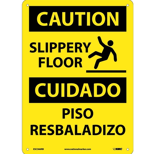 Caution Slippery Floor Sign - Bilingual (ESC366RB)
