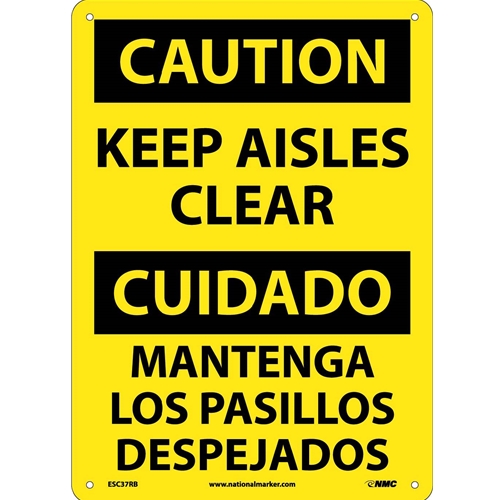 Caution Keep Aisles Clear Sign - Bilingual (ESC37RB)
