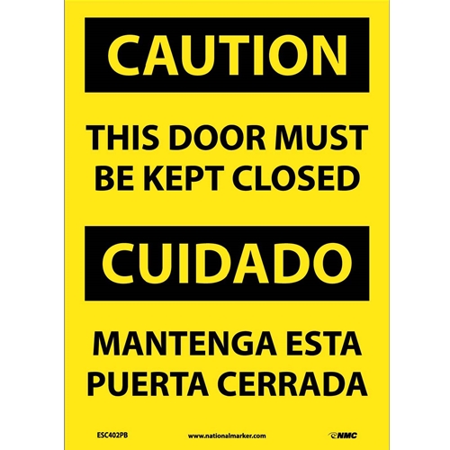 Caution This Door Must Be Kept Closed Sign - Bilingual (ESC402PB)