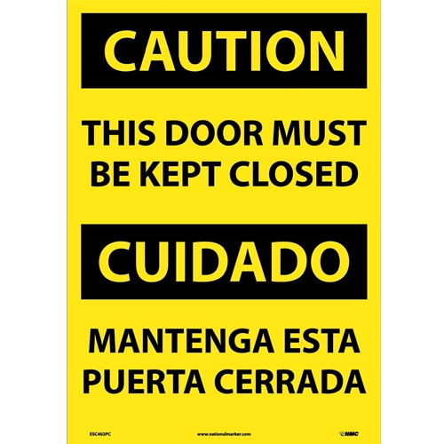 Caution This Door Must Be Kept Closed Sign - Bilingual (ESC402PC)