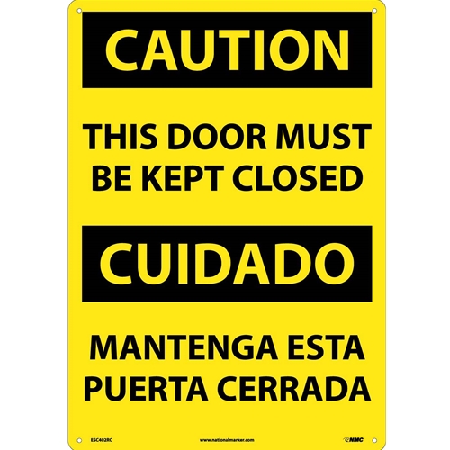 Caution This Door Must Be Kept Closed Sign - Bilingual (ESC402RC)