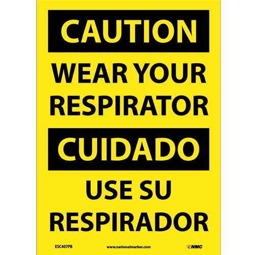 Caution Wear Your Respirator Sign - Bilingual (ESC407PB)