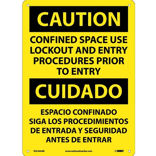 Caution Confined Space Sign - Bilingual (ESC444AB)