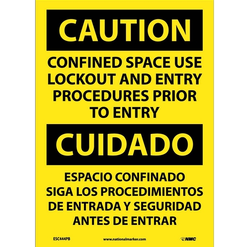 Caution Confined Space Sign - Bilingual (ESC444PB)